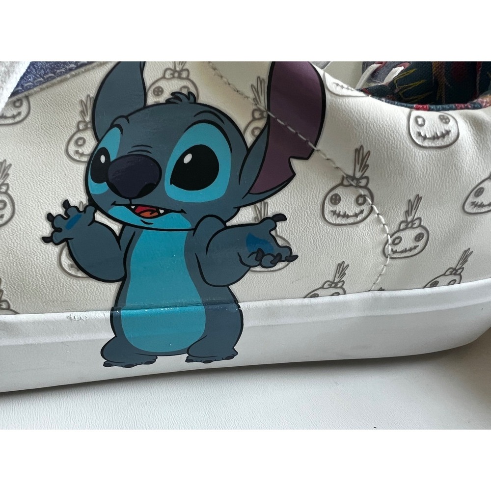 Disney Lilo & Stitch White Sneakers Ohana Print Women's Shoes Sz 11‎